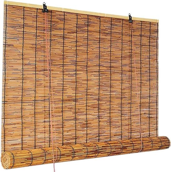 Store En Roseau Naturel Tissé Main - Imperméable, Occultant, Pour Intérieur/Extérieur, Tailles Sur Mesure