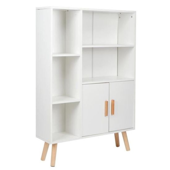 ARAMOX étagère Bibliothèque moderne avec armoire de rangement de livre de panneau de particules de casier à double porte pour le