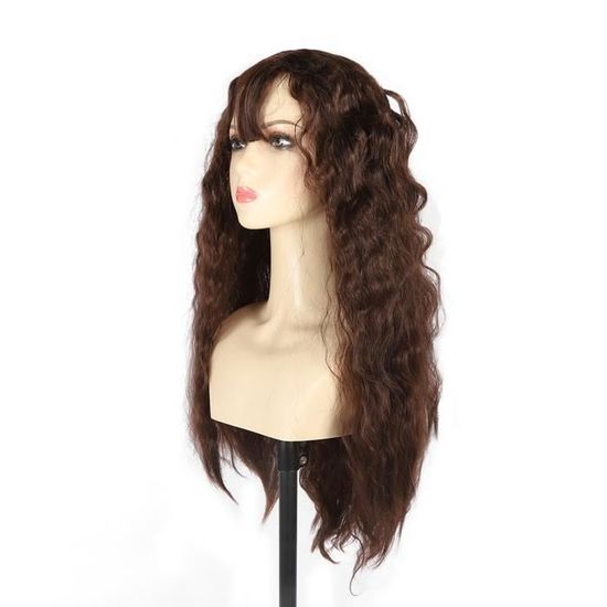 Perruque Longue Ondulée Noire 70 Cm – Fibre Résistante à La Chaleur (180°C), Pour Quotidien, Fête, Cosplay
