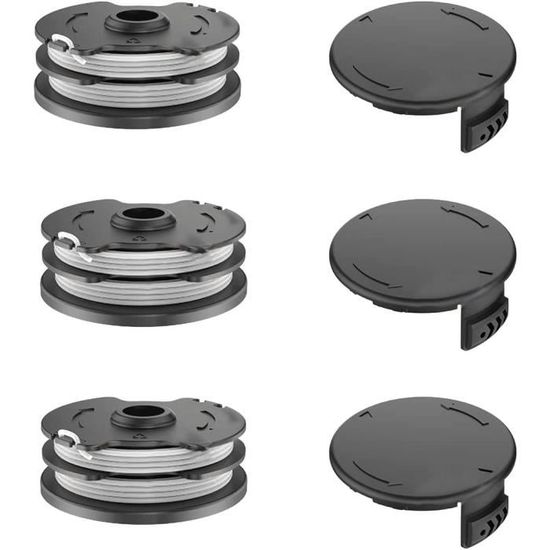 Black+Decker Lot de 3 bobines de fil en nylon pour débroussailleuse