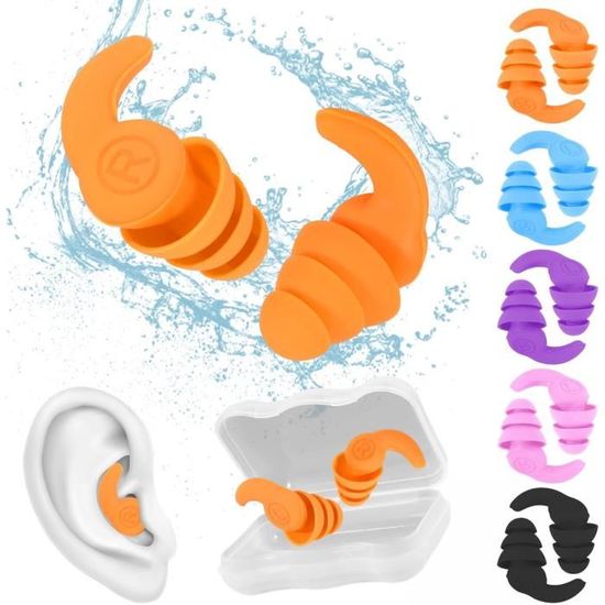 Bouchons D'oreille Natation Silicone - 1 Paire Avec Cordon, Réutilisables, étanches, Pour Adultes Et Enfants, Activités Aquatiques