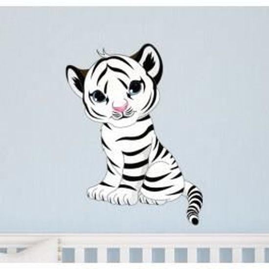 Deco Soon Stickers Bebe Tigre Blanc 90 X 68 Cm Cdiscount Maison