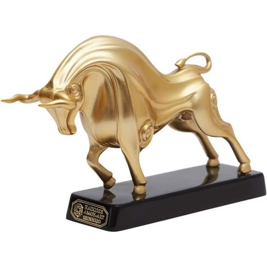 Statue Taureau Wall Street Sculpture Résine Rouge 31cm - Décoration Chance Et Richesse