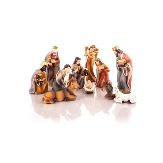 Lot De 5 Figurines De Crèche En Résine - Personnages Artisanaux 11 Cm - Décoration Religieuse Pour Noël - 7
