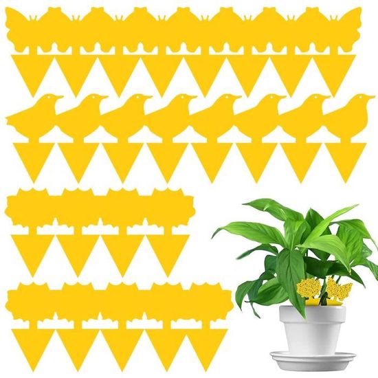 Pièges Adhésifs Jaunes Pour Insectes - 10 Pièces Avec Attaches - Non Toxique, Résistant Aux UV - Pour Jardin Et Plantes D’intérieur