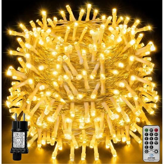 Generic - Guirlande lumineuse LED 100m 1000LEDs extérieur, éclairage de  décoration de Noël avec 8 modes, étanche Ip44, décoration de lumière  blanche chaude pour la maison, le jardin, la fête de l'arbre