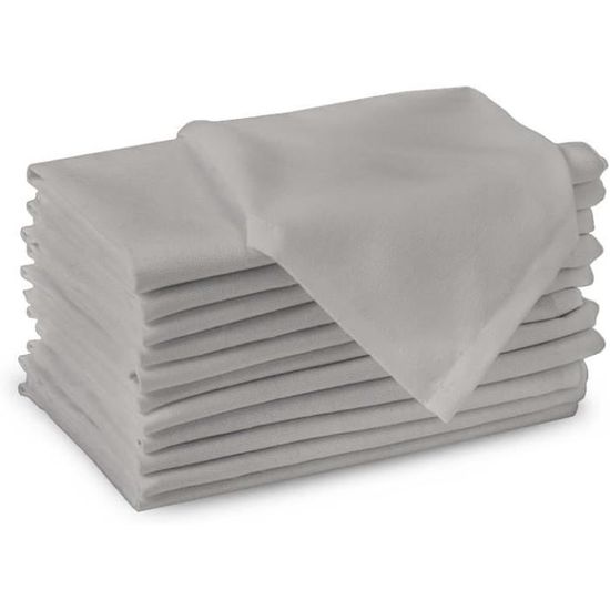 Serviettes en lin - Lot de 12 - Serviettes de table en lin avec ourlets, Serviettes en lin naturelles lavables 45,7 x 45,7 cm