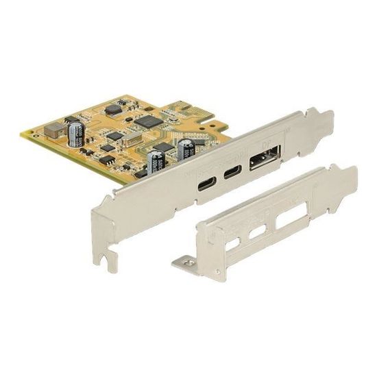 DeLock PCI Express Card > 1 x external USB Type-C 3.1 female + 1 x external USB Type-C 3.1 (DP Alt Mode) female Adaptateur USB…