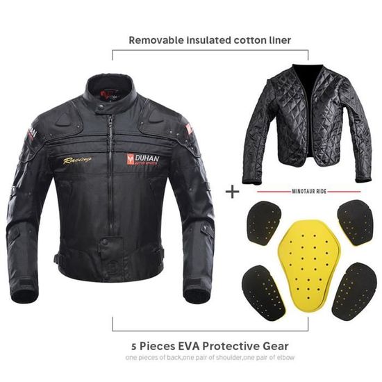 BORLENI Veste Moto 4 Saisons Homme/Femme – Coupe-Vent, 5 Protections CE, Doublure Amovible, Noir Taille L !
