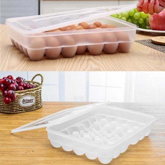 Boîte à Œufs - 2 Pièces Transparentes - 18 Œufs - Empilable - Pour Frigo Ou Congélo