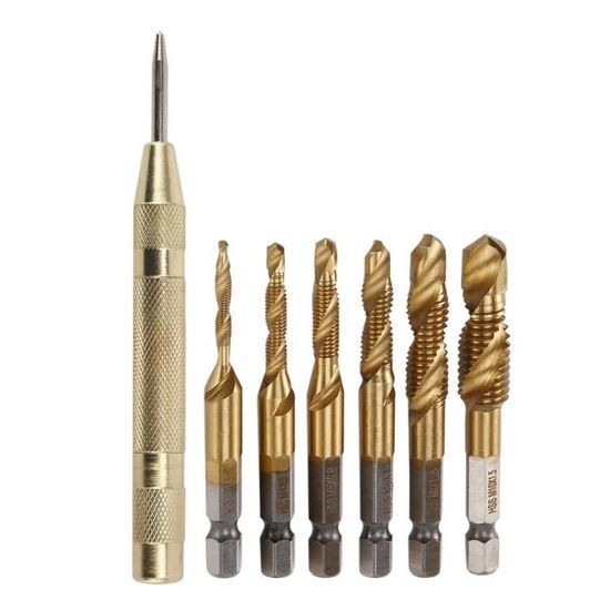 1-4 Pouce HSS Spiral Hex Combination Drill Screw Tap Bit Set (M3-M10 ...