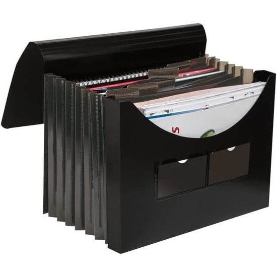 Pagna 24441-04 Classeur Bureau 44 Intercalaires Carton Rigide Noir - Dos Flexible 3 Trous