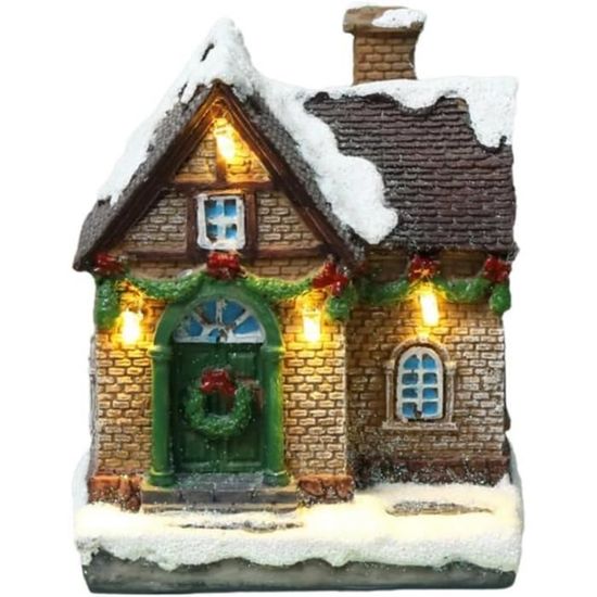 3 Pièces Village De Noël Lumineux En Bois - Maisons Miniatures LED Pour Une Ambiance Festive Magique