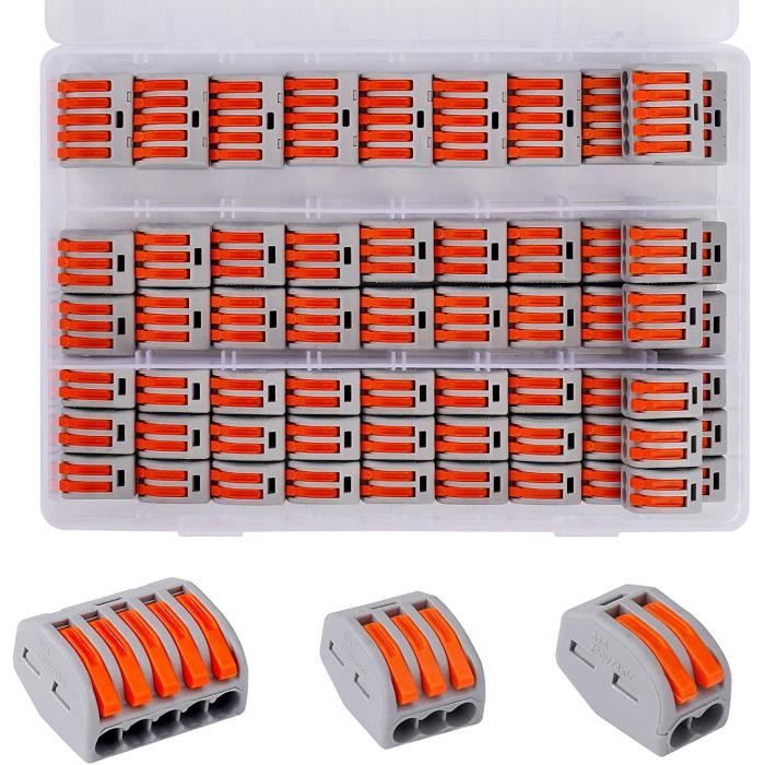 Connecteur à Levier 2 Entrées 12 Sorties - Bornier Sur Rail DIN - Câblage Rapide Sans Outil - 6 Pièces - Pour Fils 0,08-4mm² - 5