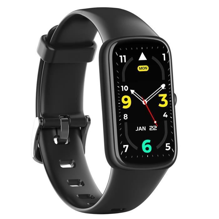 Montre Connectée, Montre Connectée Femmes, Montre Connectée Homme, Podomètre Cardiofréquencemètre, 11 Modes d'entraînement, Noir