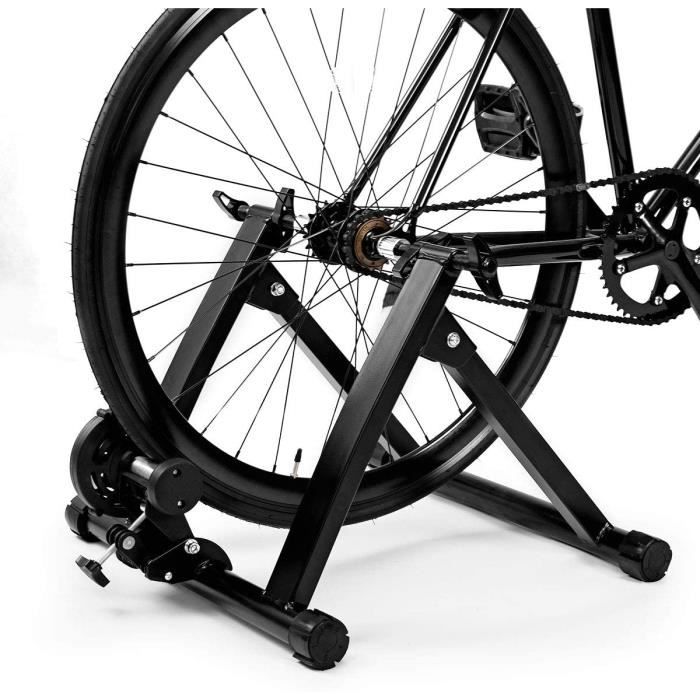 Magnétique Home Trainer Vélo Turbo pour Vélo Pliable Noir en Acier avec Accessoires d’Installer Charger Max 150KG