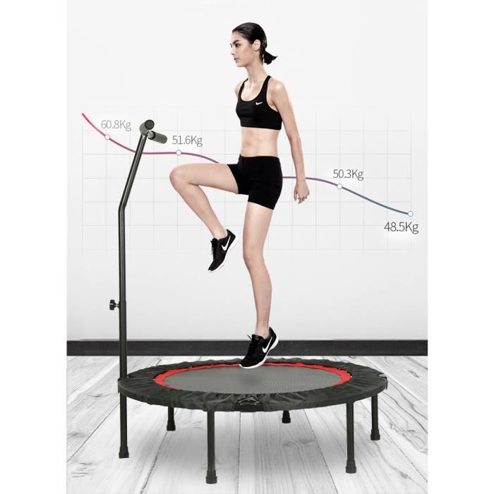 WISS Mini Trampoline Fitness Bungee avec la poignée pour Adultes et Enfants Ø 100 cm élastiques Bungee Noir