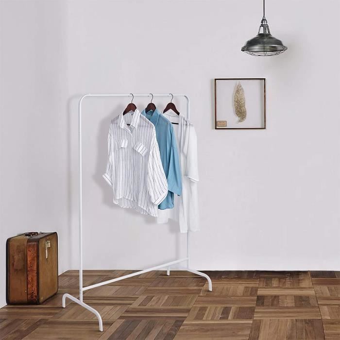 EUGAD Porte-Manteau Portant télescopique en métal 1 Tringle 99x46x153cm, Blanc
