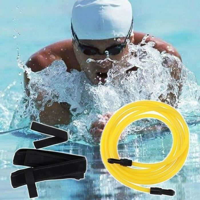 Ensemble de ceinture de résistance à la natation Bande d 'entraînement pour la natation Ceinture élastique - 6x9x300mm - JAUNE