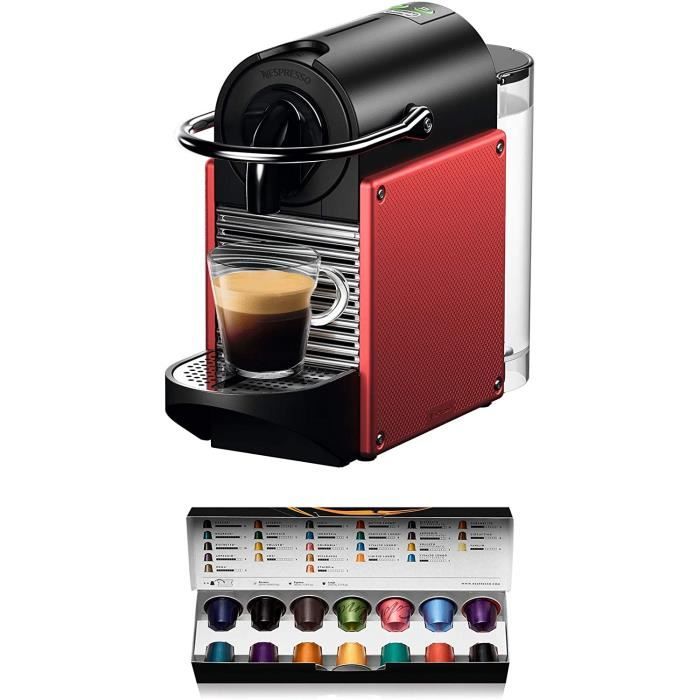 Nespresso De'Longhi Pixie EN124 - Cafetière à dosettes, 19 bars, réservoir à eau de 0,7 L, arrêt automatique rouge