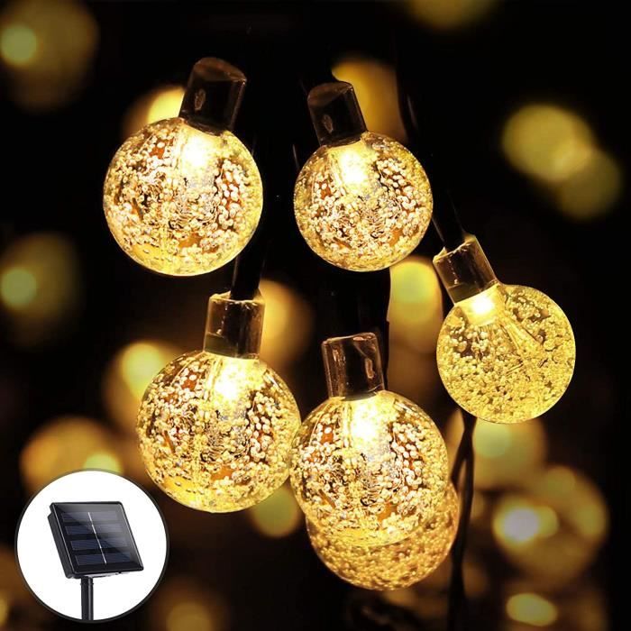 GUIRLANDE LUMINEUSE INTERIEURE 100 LED Guirlande Lumineuse Solaire Exterieur, KNMY 12M Guirlandes Lumineuses Boules Cristal avec786