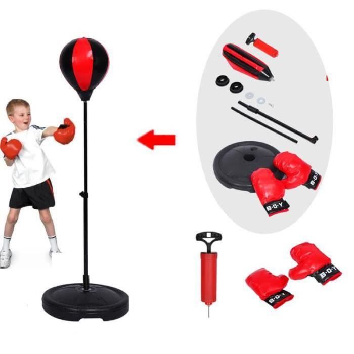 NX17883-Punching Ball de Vitesse -Sac de Frappe -Réglable Avec Gants de Boxe Set Base de Pied Pour Enfants + pompe à main