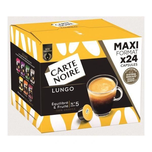 LOT DE 5 - CARTE NOIRE Café capsules Lungo N°5 Compatible DOLCE GUSTO - Boite de 24 capsules - 192G
