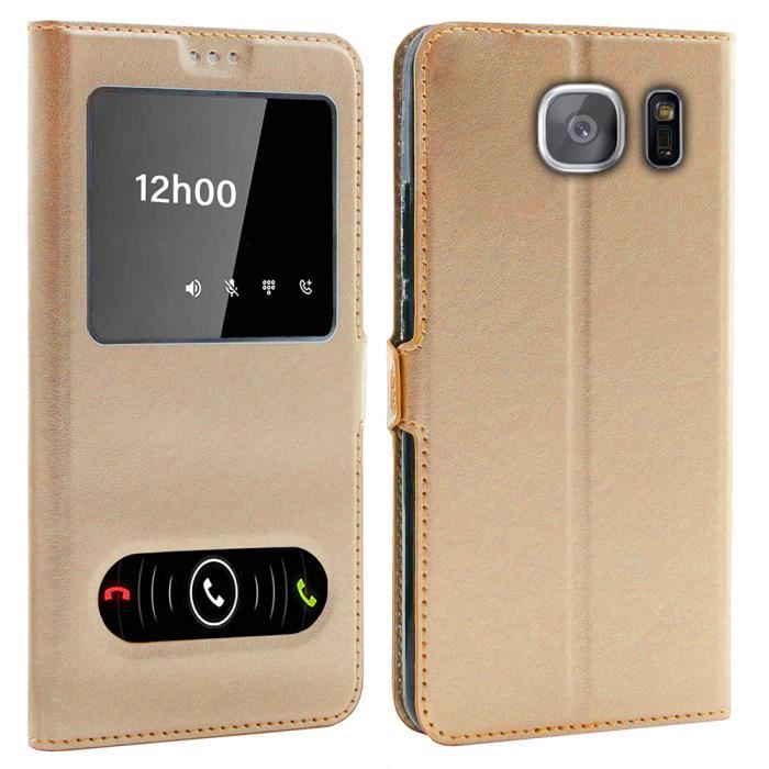 Coque Samsung Galaxy S7, Double Fenêtre - OR