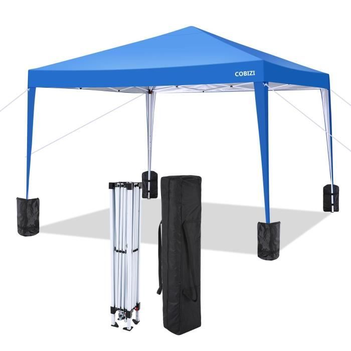 Tonnelle Tente de Réception pour Jardin 3x3m, Chapiteau Barnum Pliante 3 Hauteur réglable, idéal pour les fêtes, campings, Bleu