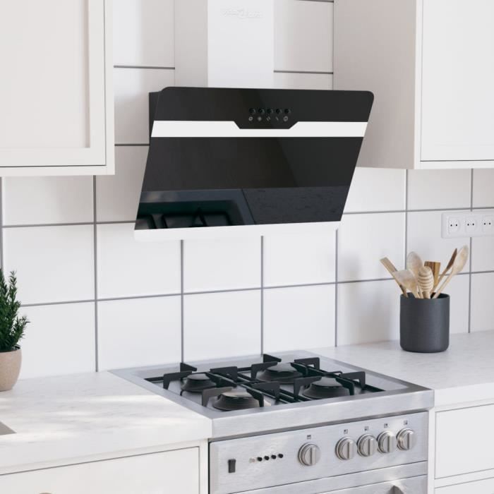 Hotte murale 60 cm Acier et verre trempé Noir - DIO7380741889823