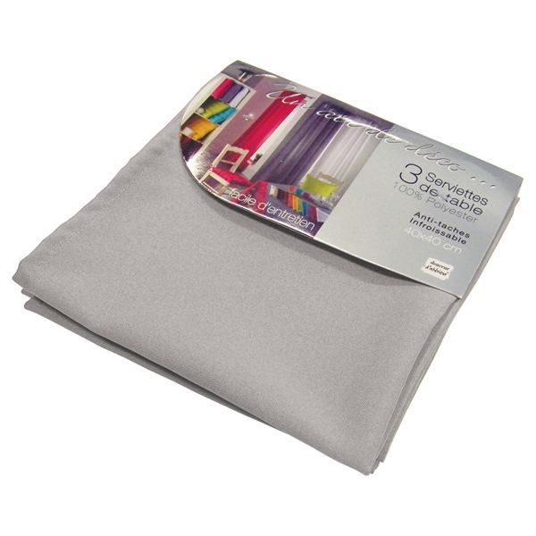 Lot de 3 serviettes de table ESSENTIEL gris