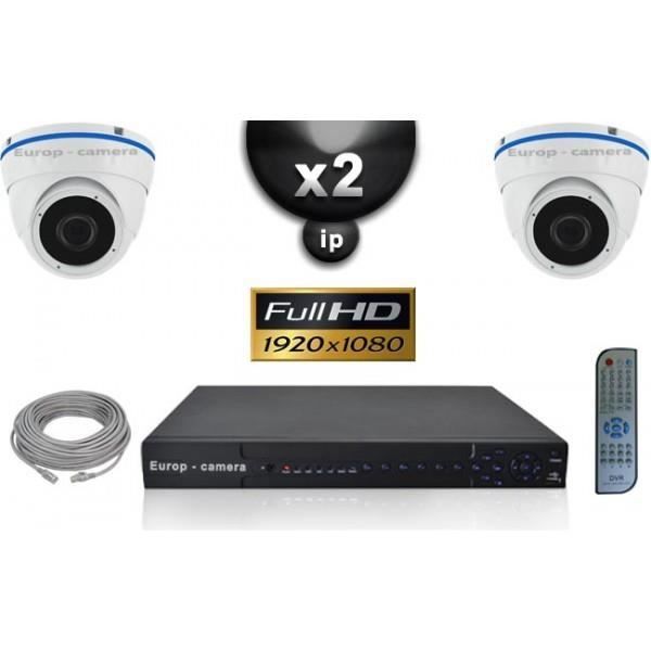 Kit Vidéo Surveillance PRO IP : 2x Caméras POE Dômes IR 20M SONY 1080P + Enregis