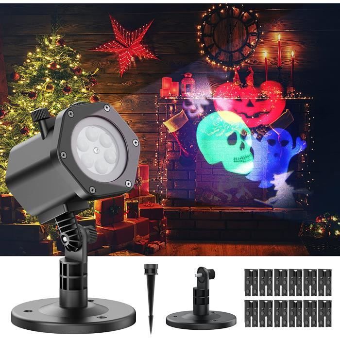 GOBRO Projecteur Noel Exterieur, Projecteur Halloween Led avec 12 Effets de Motifs, Etanche IP65, Lampe Projecteur LED Intérieur, po