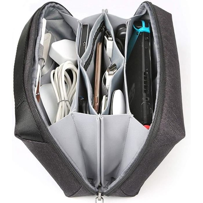 Sac de Rangement Câbles Organisateur Électroniques Rembourré Housse d’Accessoires Imperméable pour Chargeur, Câbles USB, Souris