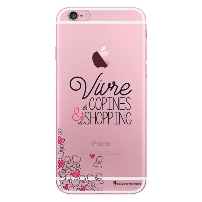 Coque iPhone 6 iPhone 6S rigide transparente Vivre de copines et de shopping Ecriture Tendance et Design La Coque Francaise