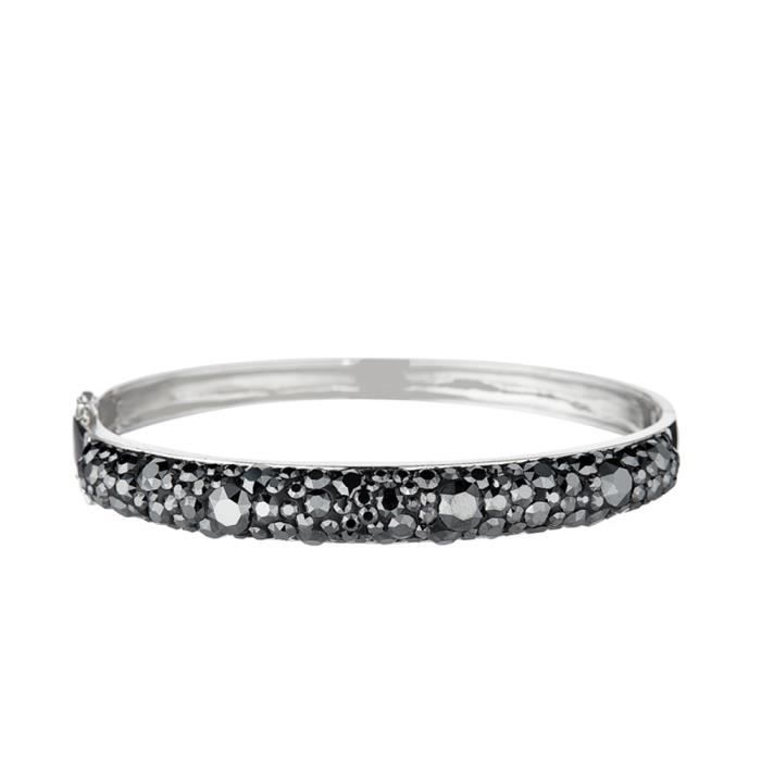 Mes-bijoux.fr - Bracelet Femme Métal Noir et ornée de Cristaux de Swarovski Element - WRI3N887gv