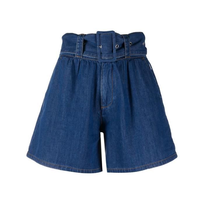 MSGM FEMME 2841MDB47L20723888 BLEU COTON SHORTS