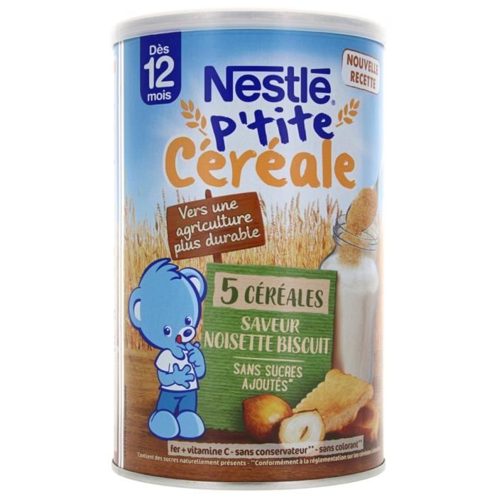 80658 Nestlé P'tite Céréale Dès 12 Mois 5 Céréales Saveur Noisette Biscuit 415 g