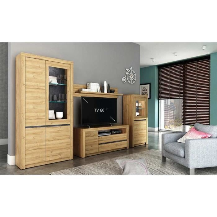Ensemble Meuble Tv Design -salou- 141cm Naturel - Paris Prix Marron