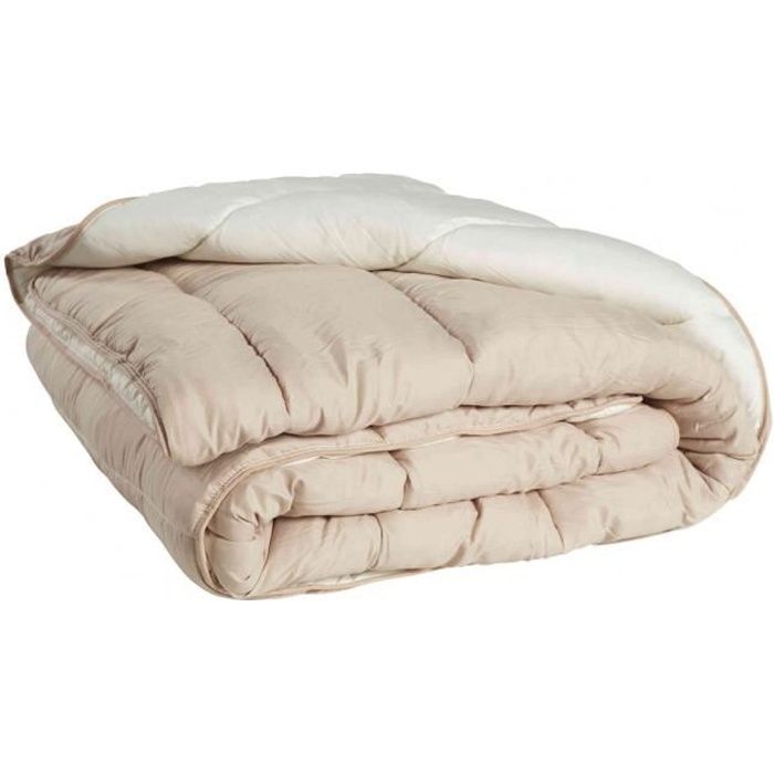 Couette bicolore beige crème-beige sable été 200g 140x200