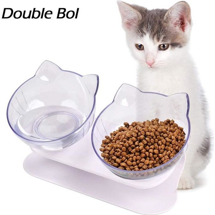 Double bol de nourriture pour animal domestique avec support surélevé pour chats et chiens de petite taille