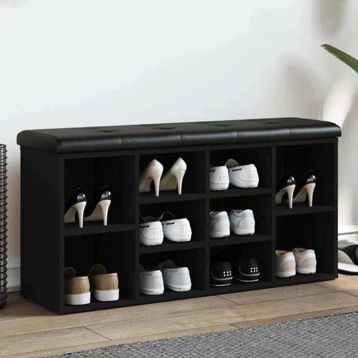 vidaXL Banc à Chaussures Meuble de Rangement avec Coussin Banc de Couloir avec Étagère Entrée Salon Intérieur Moderne 835111
