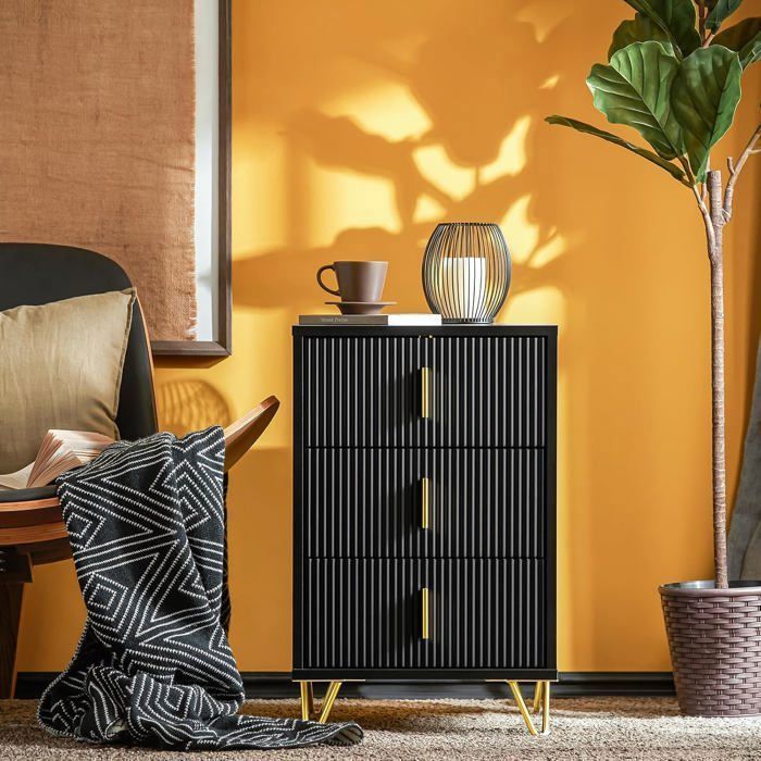 SoBuy Table de chevet étroite avec 3 tiroirs hauteur ergonomique 63 cm charge 33 kg gain de place Noir 40x40x63 cm SoBuy Table de chevet étroite avec 3 tiroirs hauteur ergonomique 63 cm charge 33 kg gain de place Noir 40x40x63 cm