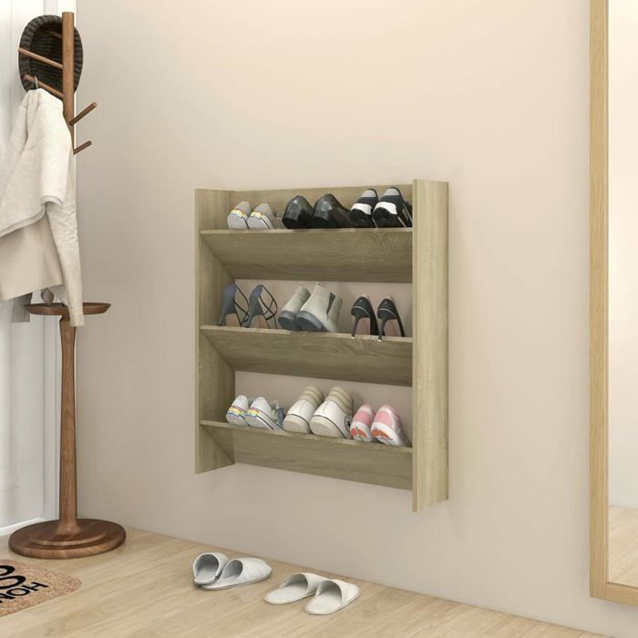 Armoire À Chaussures Murale Chêne Sonoma 80X18X90 Cm Aggloméré,Meuble