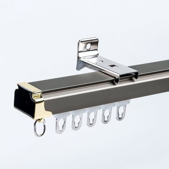 Rail Rideaux Plafond Encastré APMOE - Aluminium, Poulie Silencieuse, Ultra-fin - Pour Cloison, Salon, Chambre