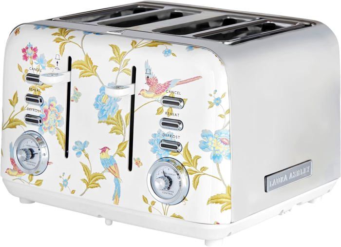 Grille-Pain 2 Tranches VQ Laura Ashley - 7 Niveaux De Cuisson, Décongélation, Réchauffage | Design Vintage China Rose