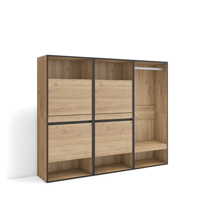 Meuble à Chaussures 180x35x145 cm Chambre à coucher pièce Vestiaire ouvert Chêne RF3549