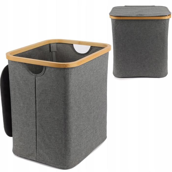 Coffre à Linge En Bambou - Caisse De Rangement Pliable Avec Sac à Linge