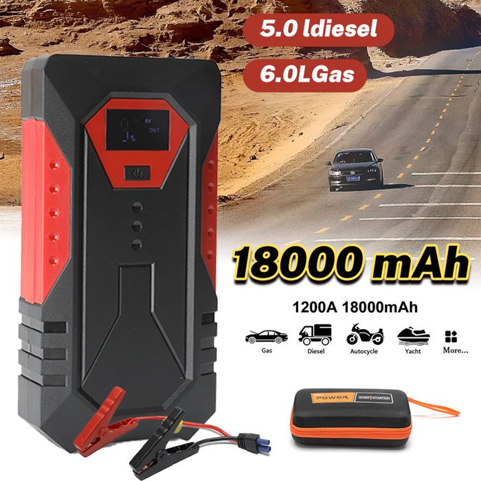 Booster de Batterie Buture Beta08 4000A 16800mAh 12V Demarreur Batterie Voiture avec Lamp LED Jusqu'à 9,0L Gaz ou 8,5L Diesel   Auto