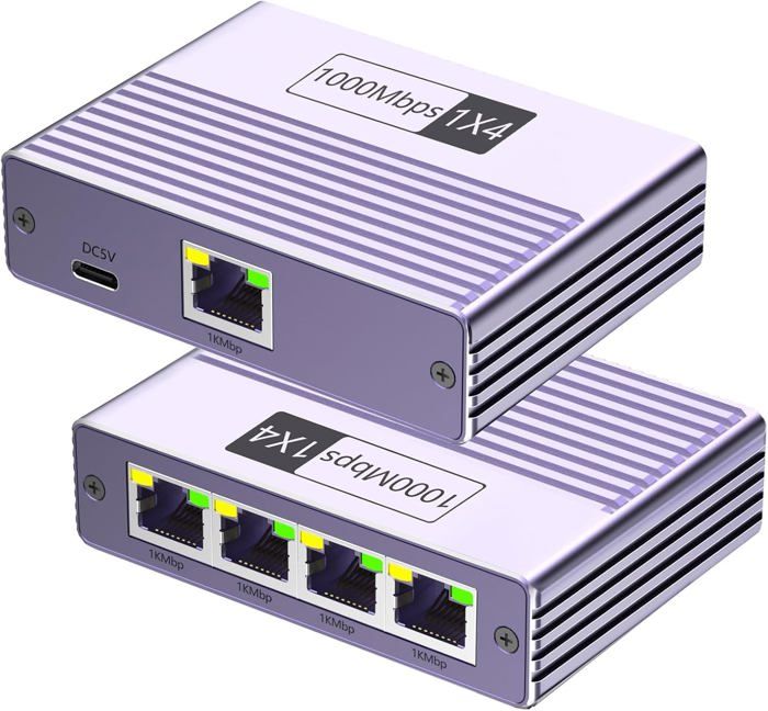 Répartiteur Ethernet RJ45 Haute Vitesse 1 Vers 4 Sorties